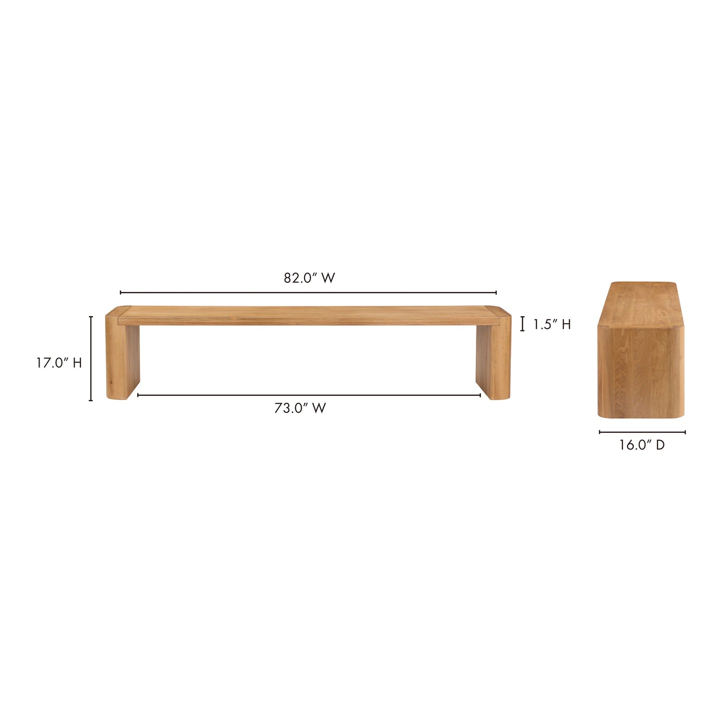 Post Natural Large Dining Bench - Ornate Home
