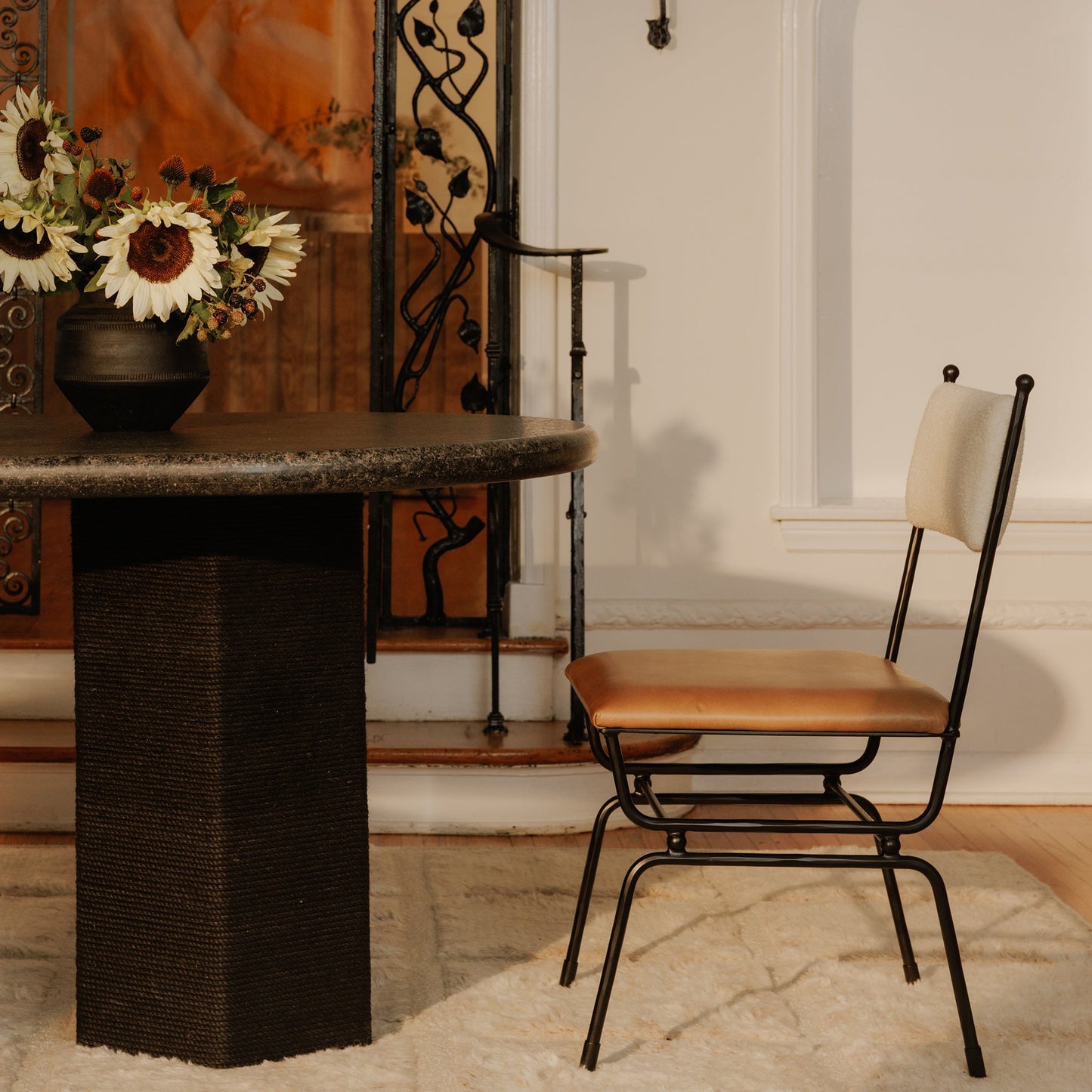 Posta Brown Leather Dining Chair - Ornate Home