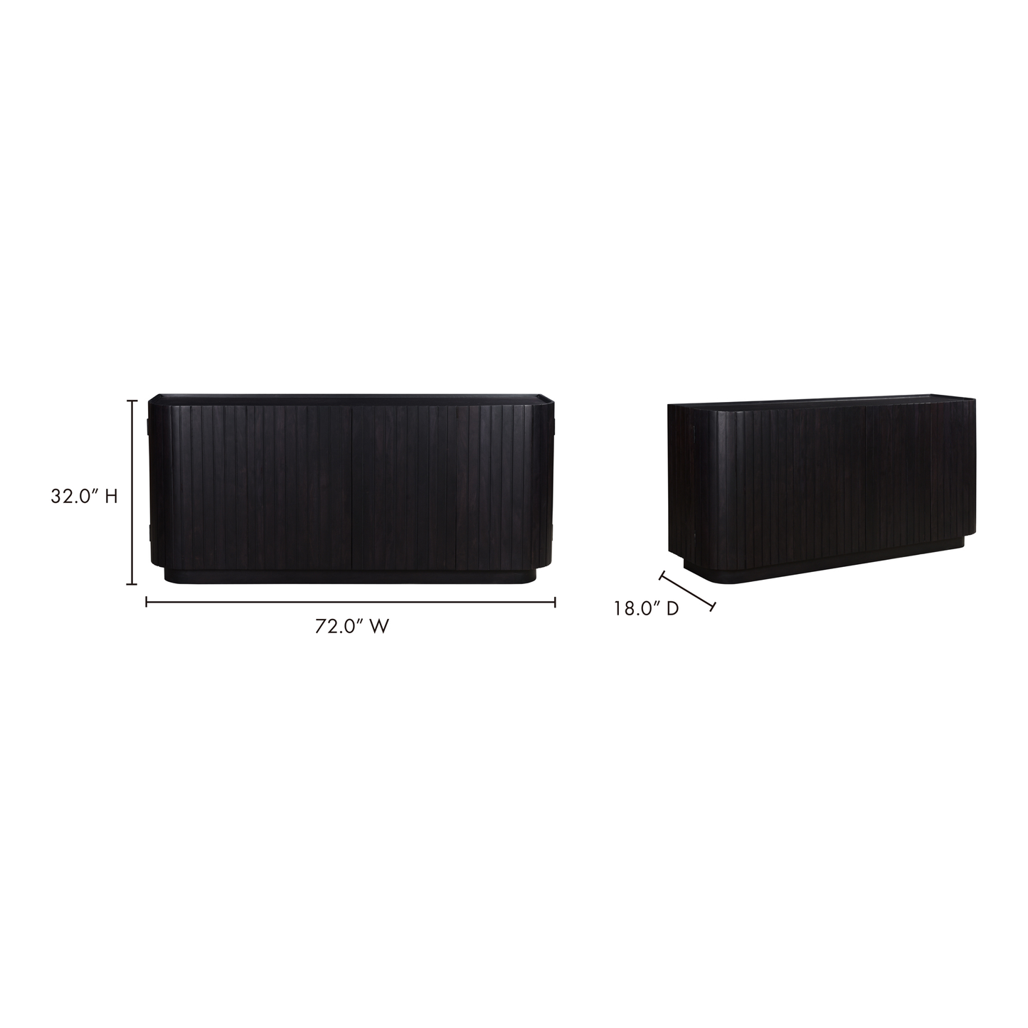 Povera Black 4 Door Sideboard - Ornate Home