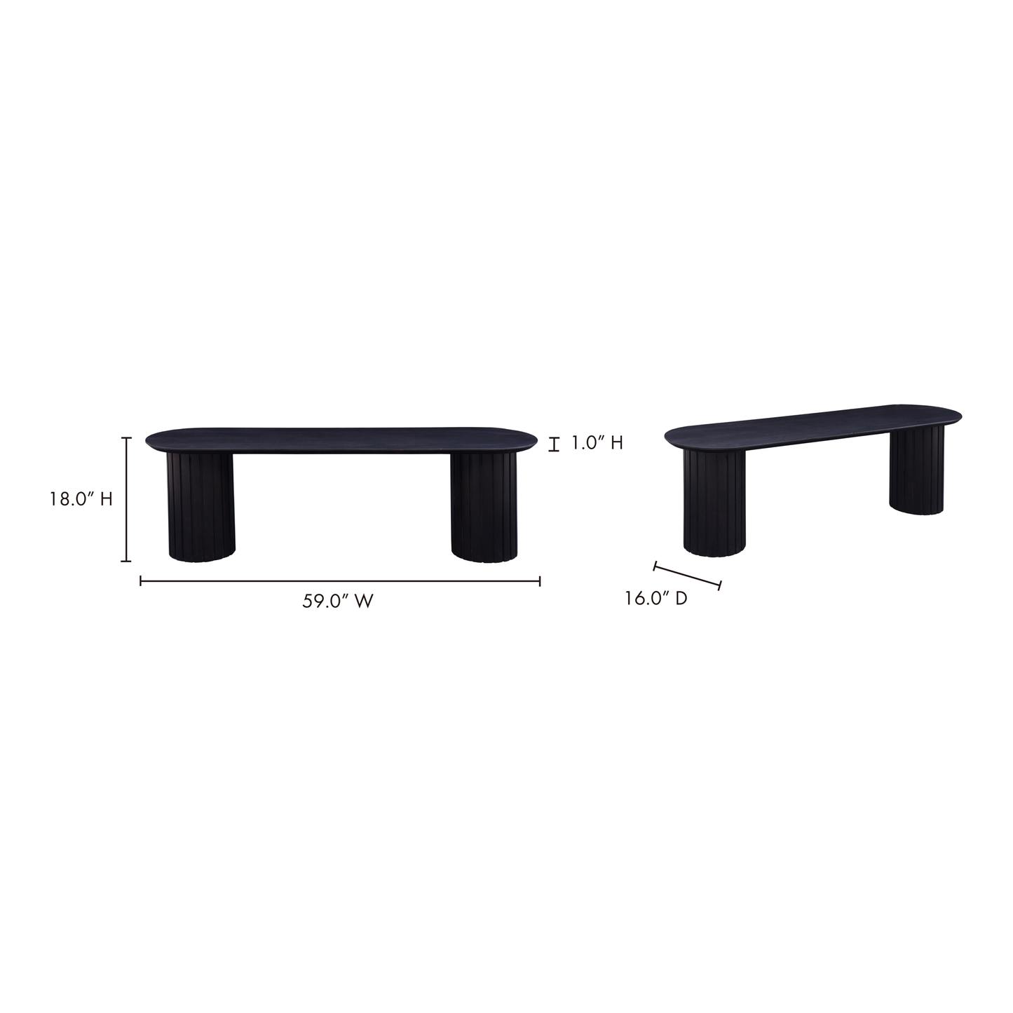 Povera Black Dining Bench - Ornate Home