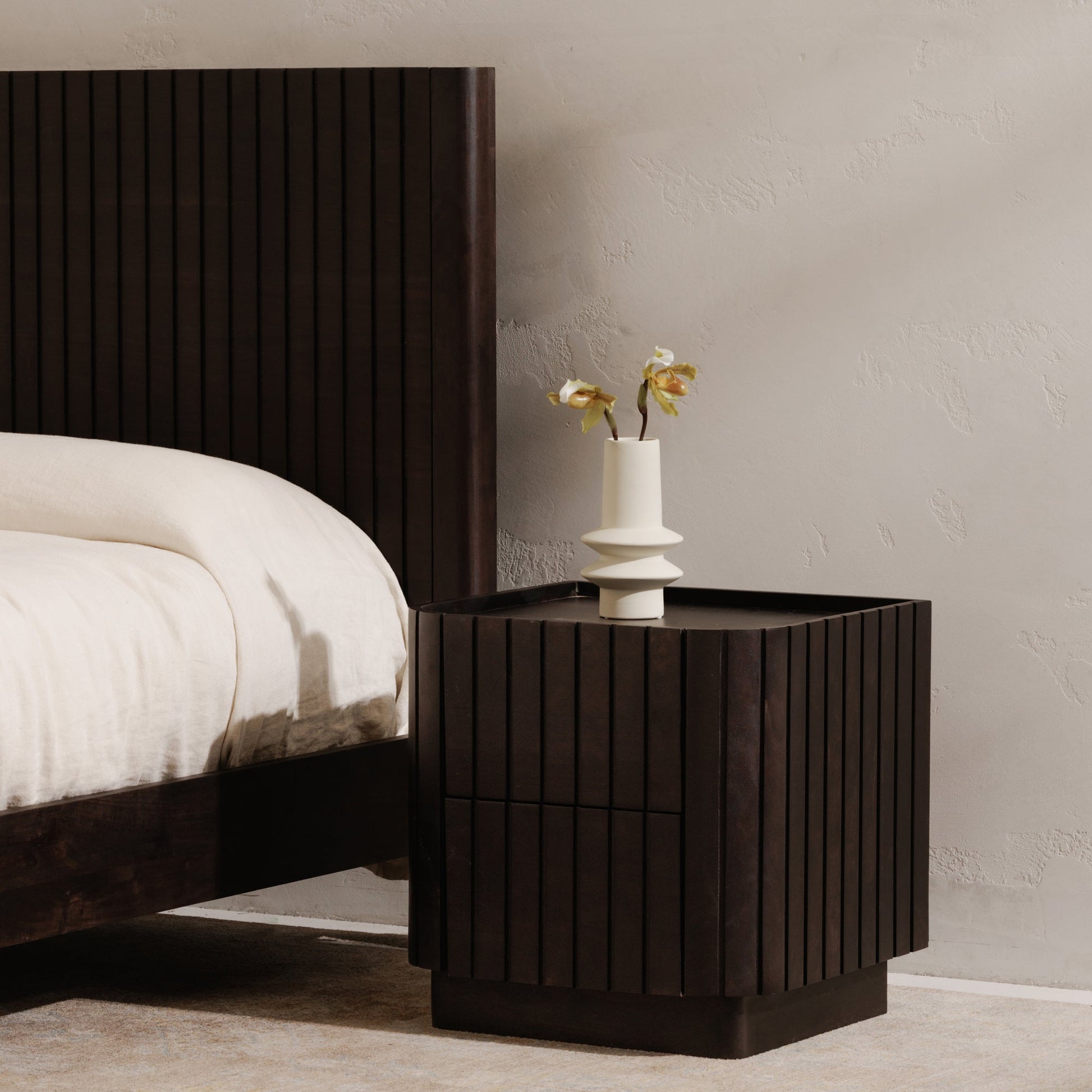 Povera Black Nightstand - Ornate Home