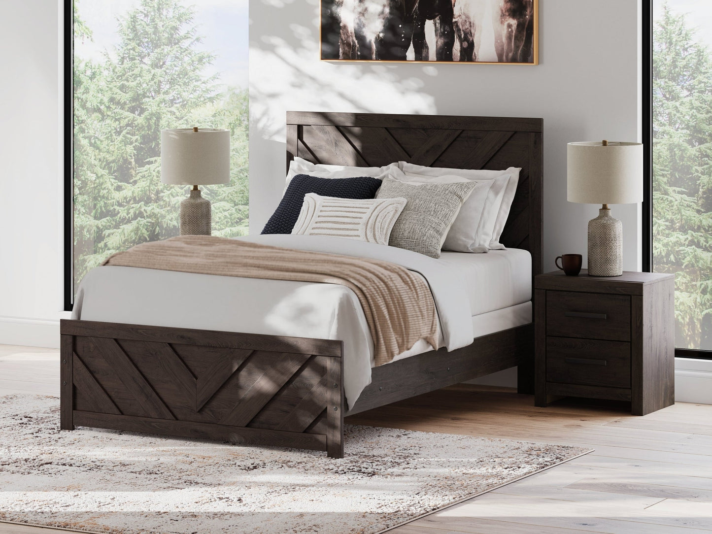 Prendonea Charcoal Full Panel Youth Bed- Viva Furn