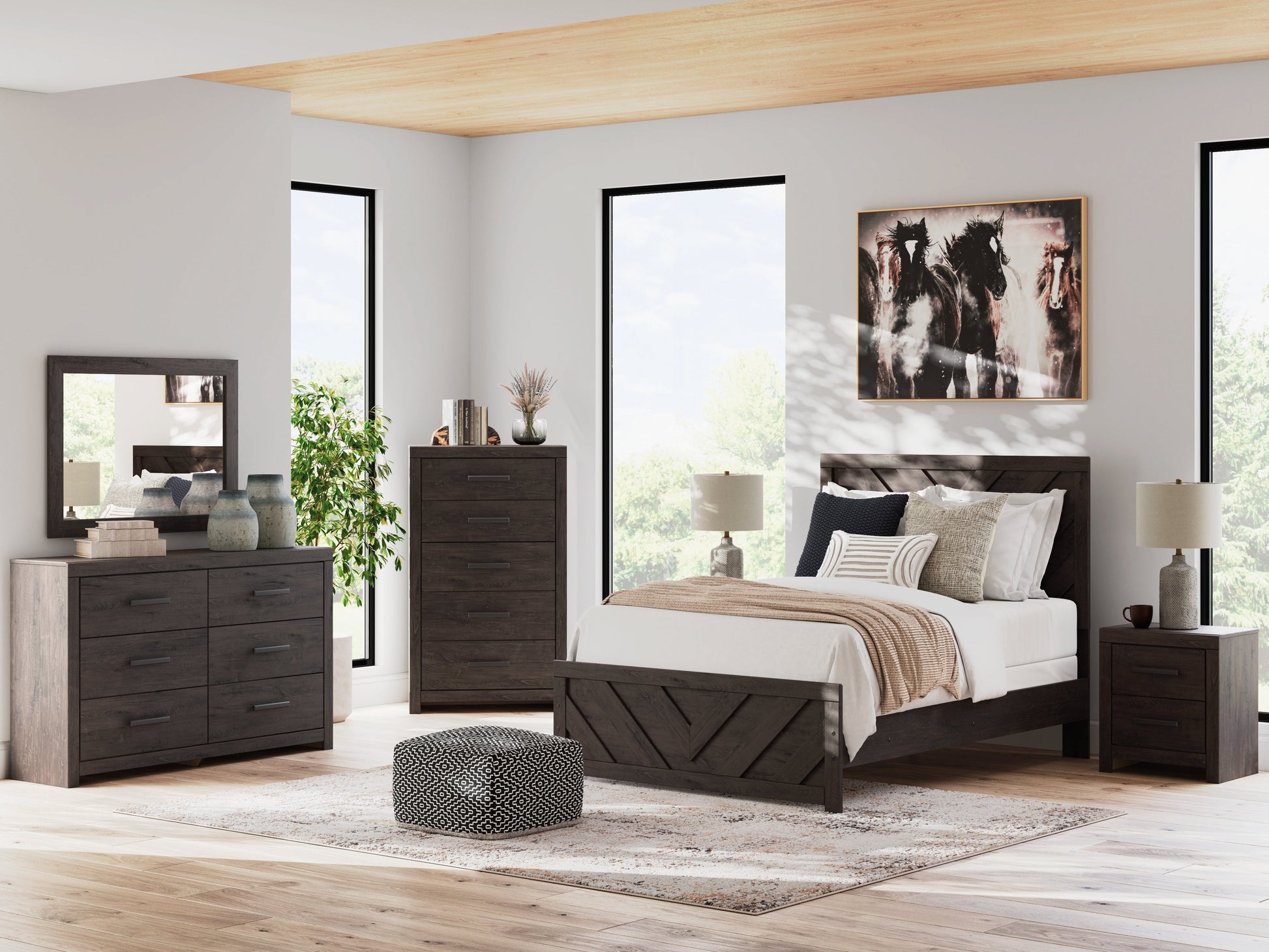 Prendonea Charcoal Full Panel Youth Bed- Viva Furn