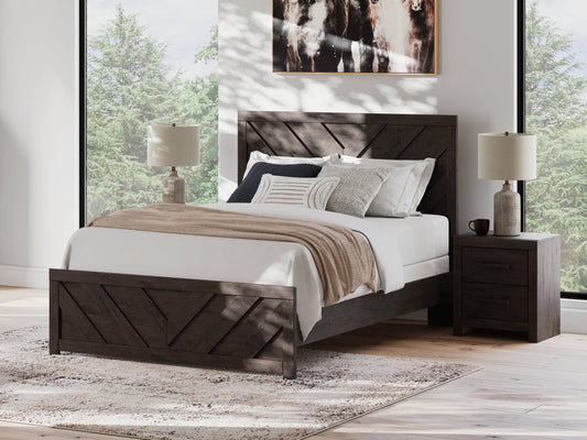 Prendonea Charcoal Queen Panel Bed- Viva Furn