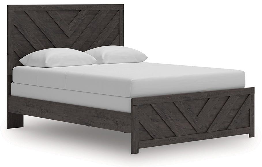 Prendonea Charcoal Queen Panel Bed- Viva Furn