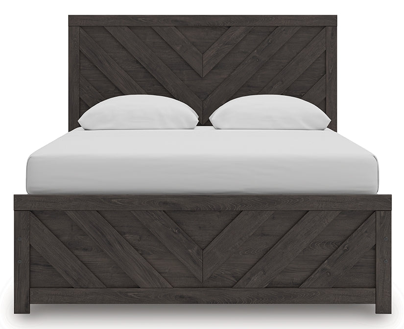 Prendonea Charcoal Queen Panel Bed- Viva Furn