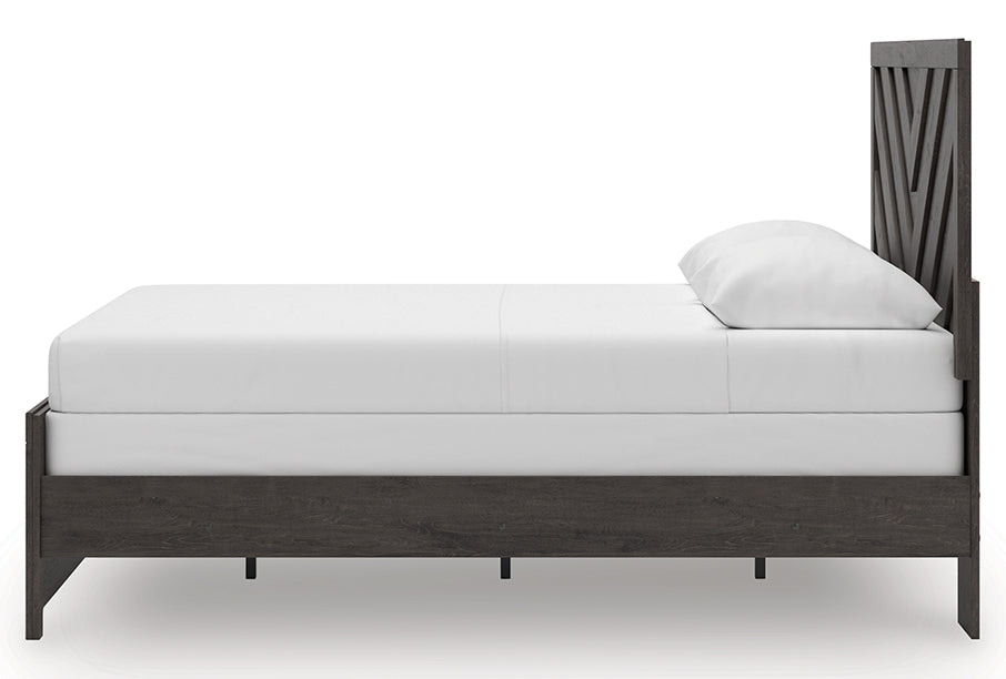 Prendonea Charcoal Queen Panel Bed- Viva Furn
