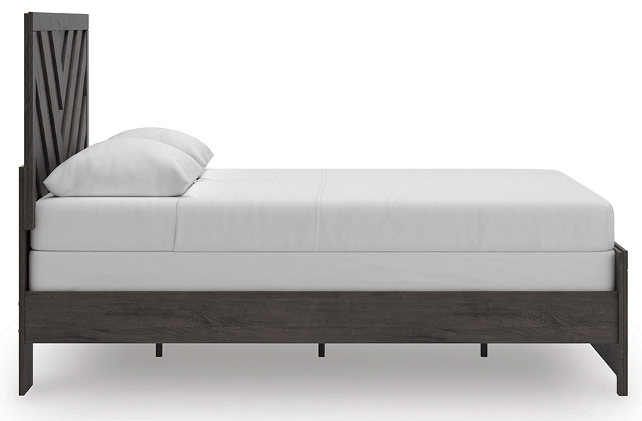 Prendonea Charcoal Queen Panel Bed- Viva Furn