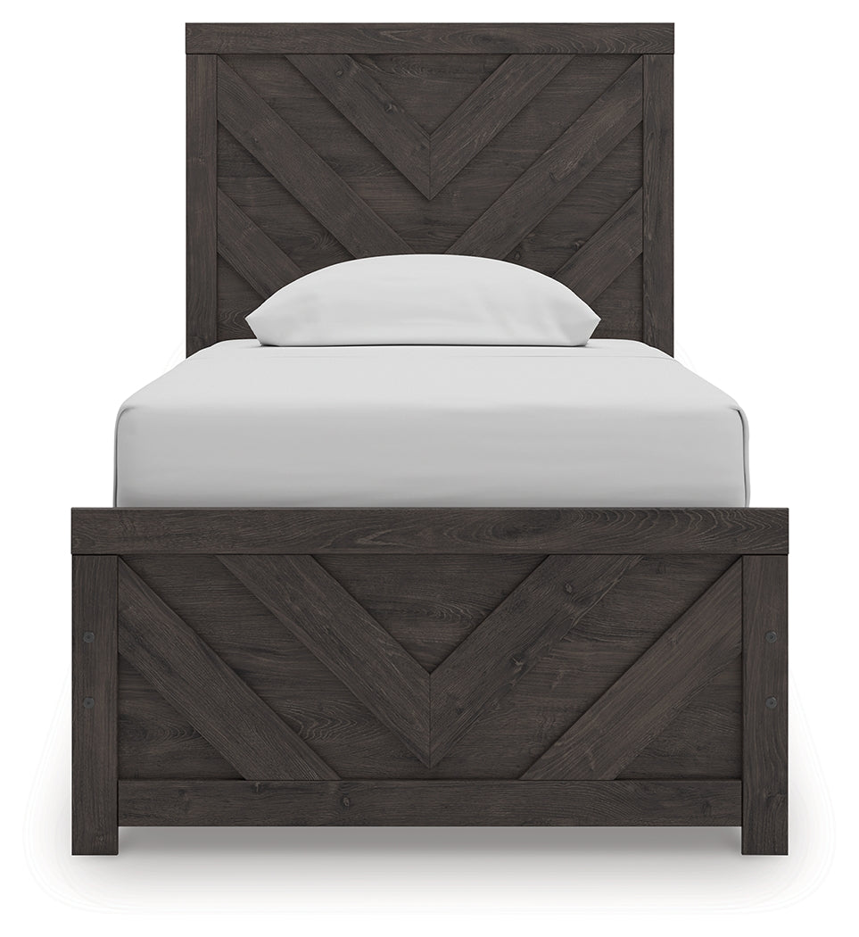 Prendonea Charcoal Twin Panel Youth Bed- Viva Furn