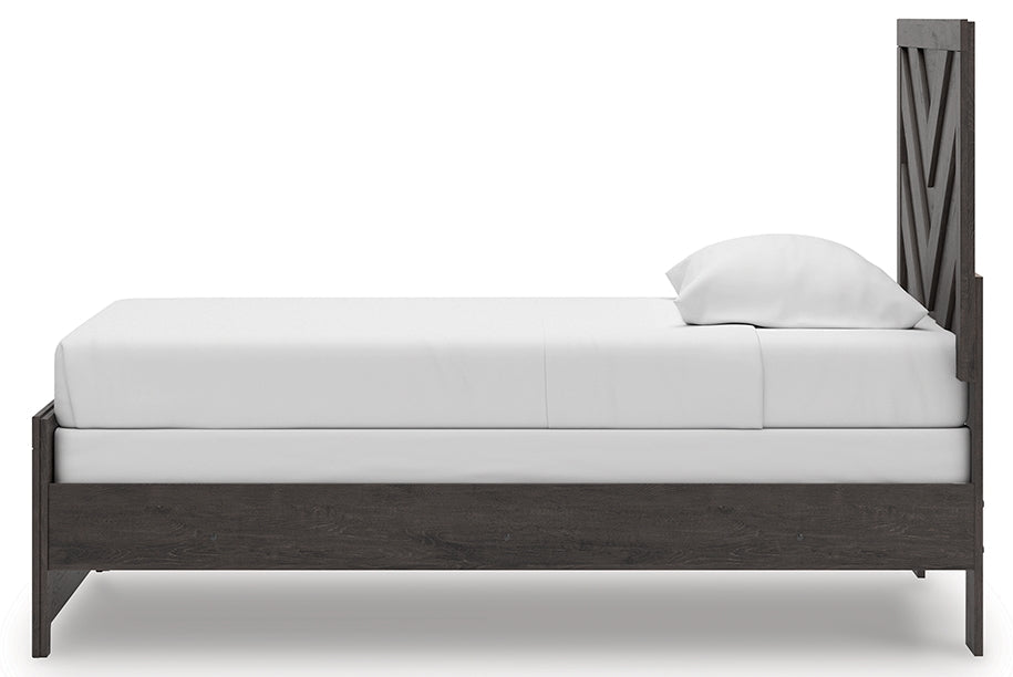 Prendonea Charcoal Twin Panel Youth Bed- Viva Furn