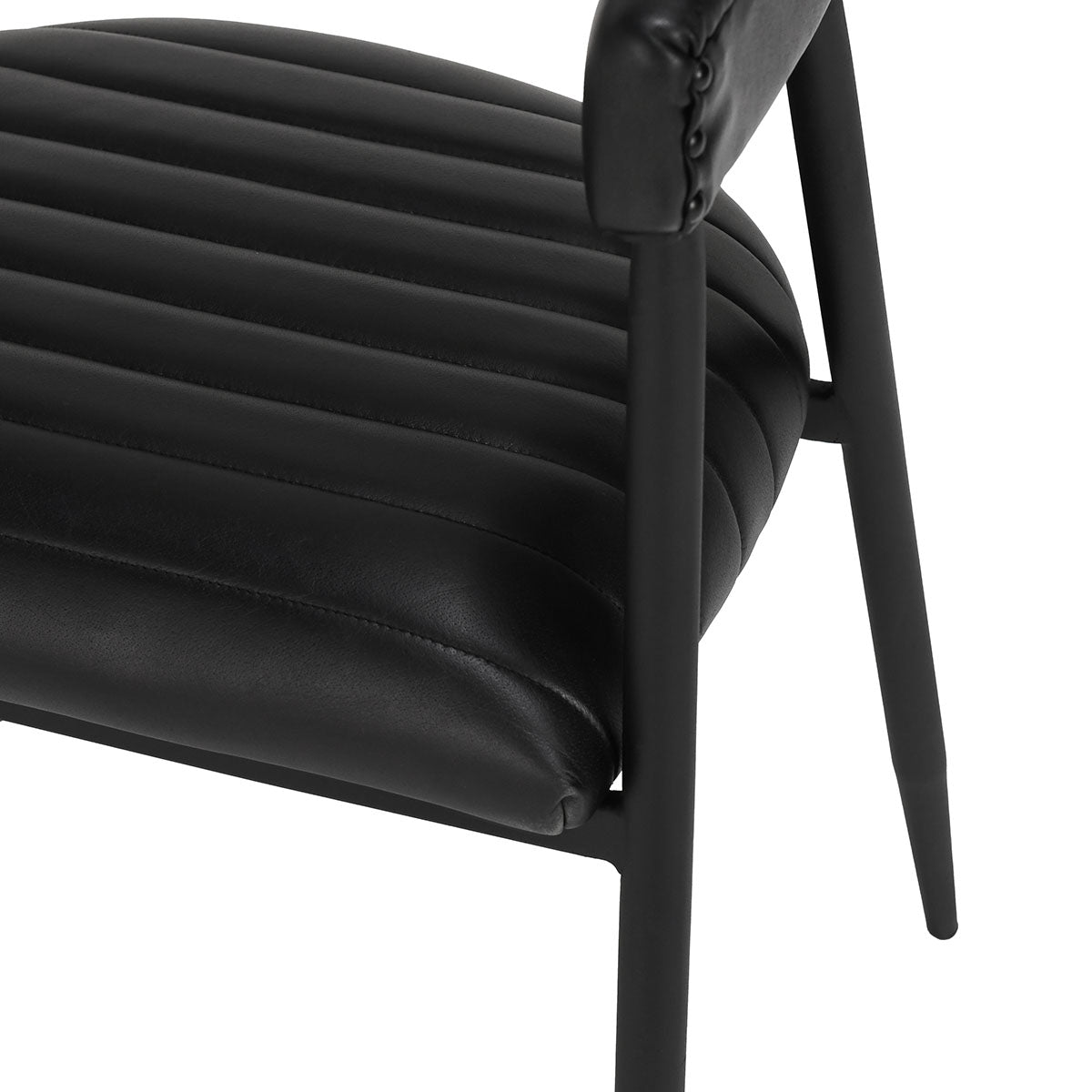Preston Black Leather Dining Chair - Ornate Home