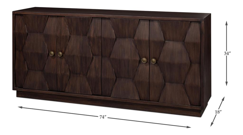 Preston Brown Four Door Sideboard - Ornate Home
