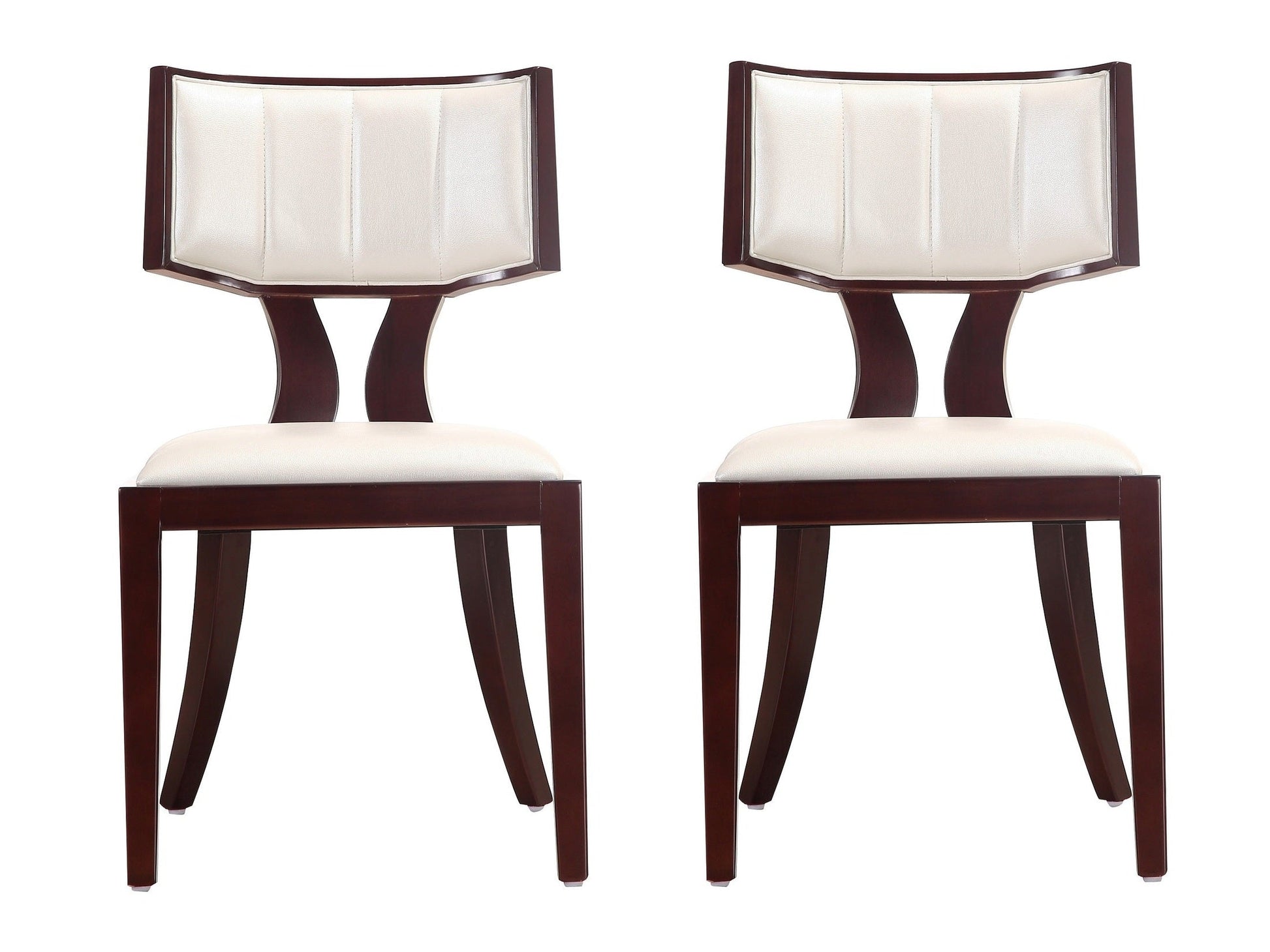 Pulitzer Dining Chair (Set of Two) in Pearl White and Walnut - Ornate Home