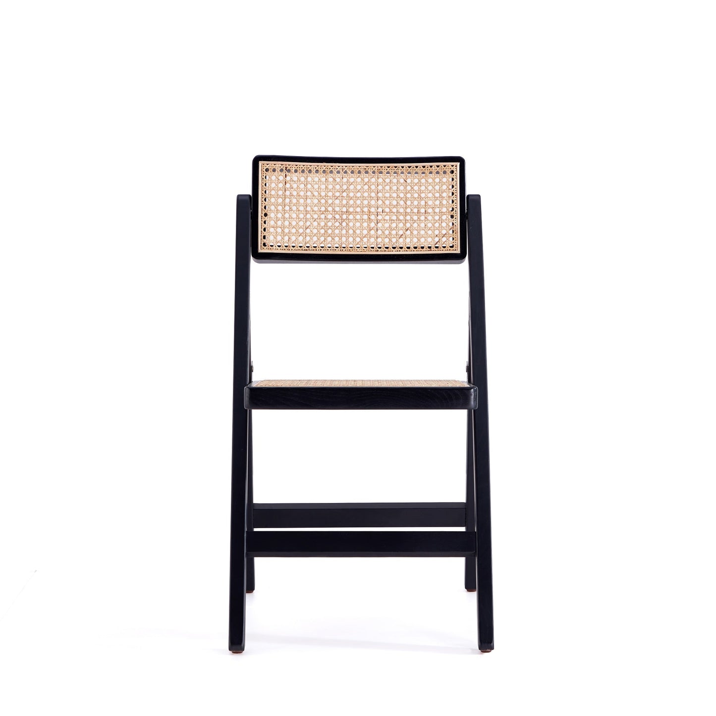 Pullman Folding Dining Chair in Black and Natural Cane (set of 2) - Ornate Home