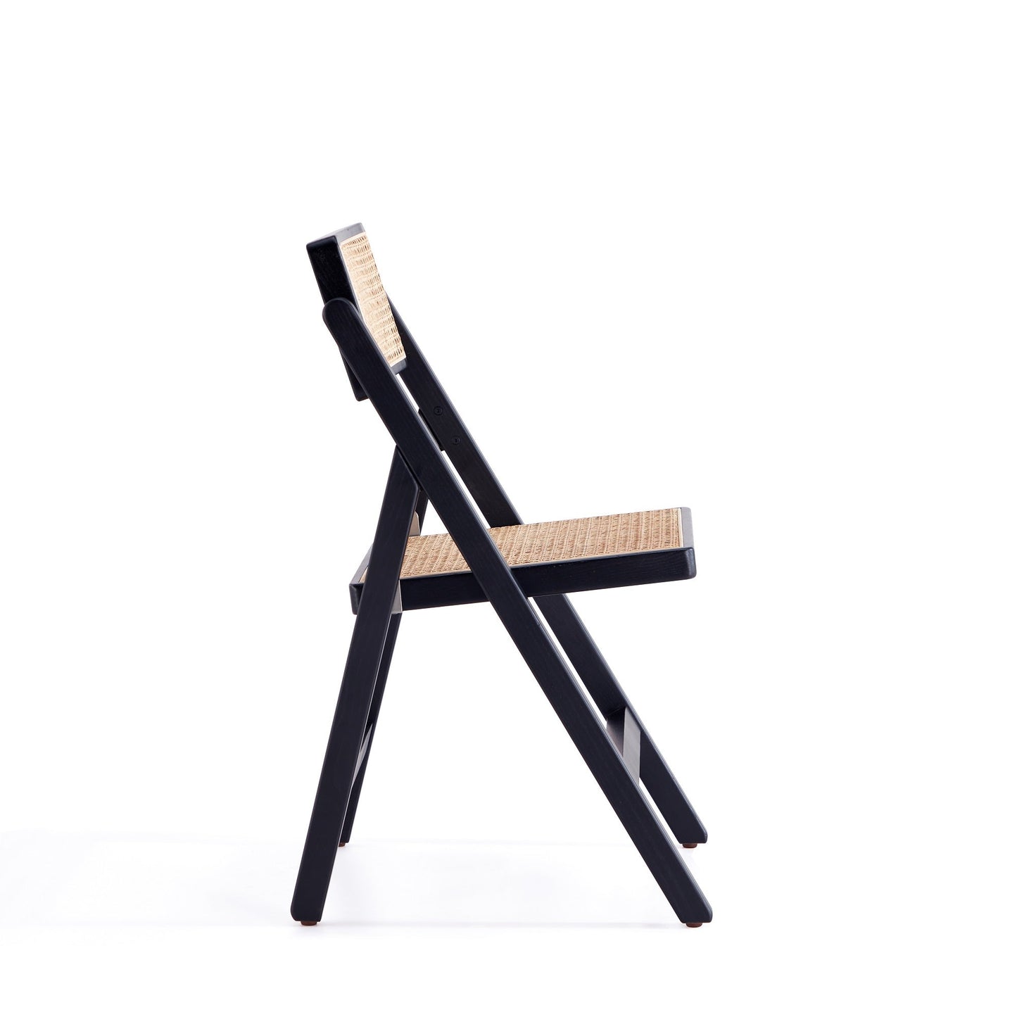 Pullman Folding Dining Chair in Black and Natural Cane (set of 4) - Ornate Home