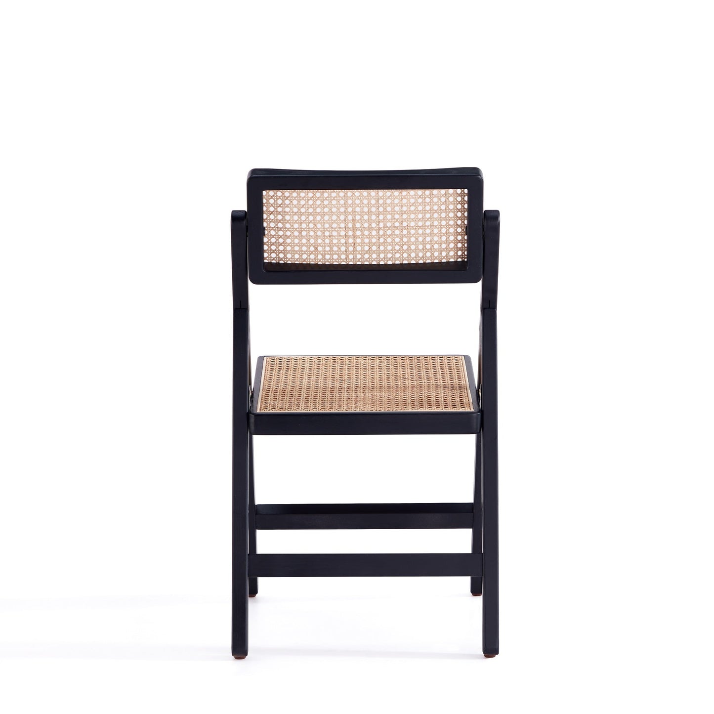Pullman Folding Dining Chair in Black and Natural Cane (set of 4) - Ornate Home