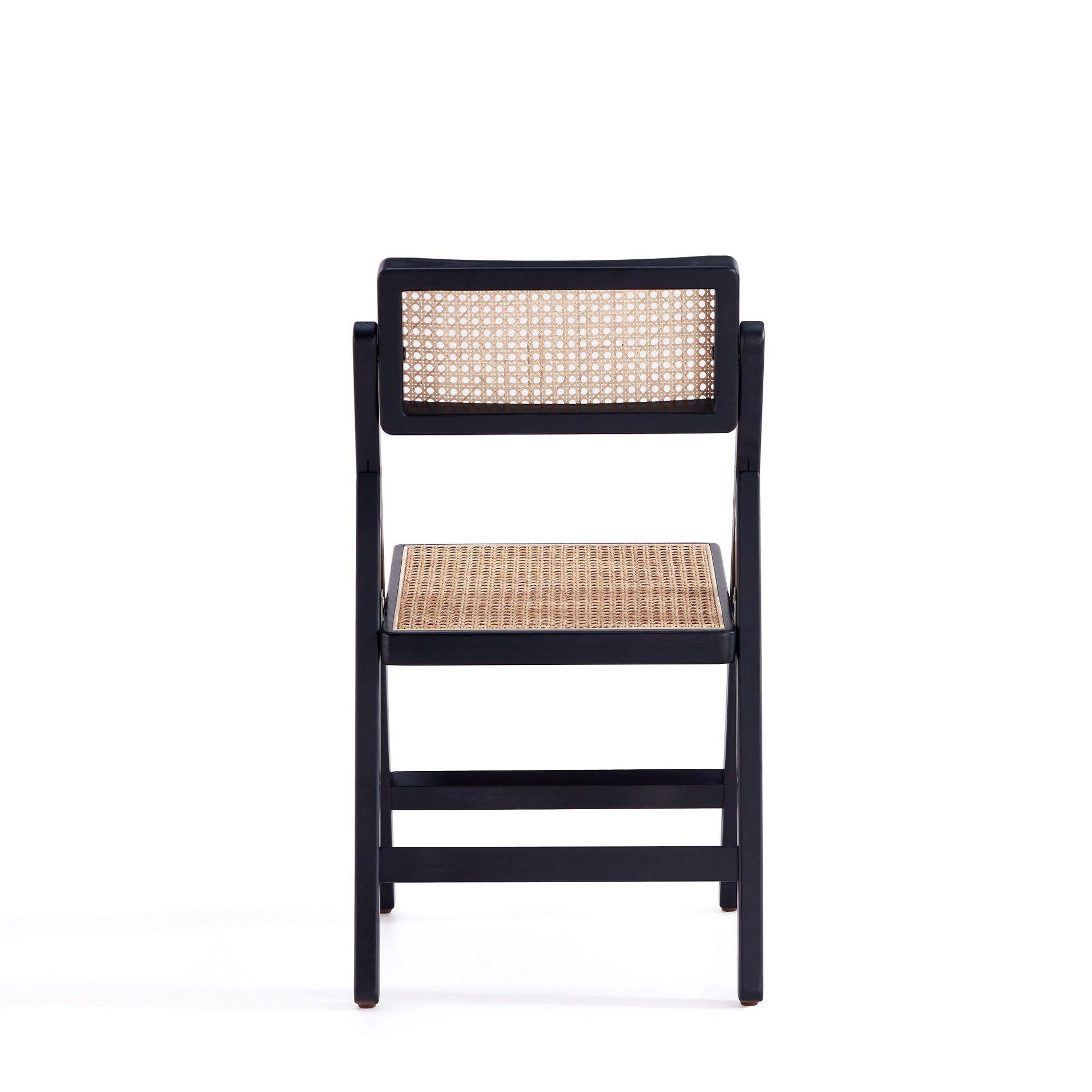 Pullman Folding Dining Chair in Black and Natural Cane (set of 4) - Ornate Home