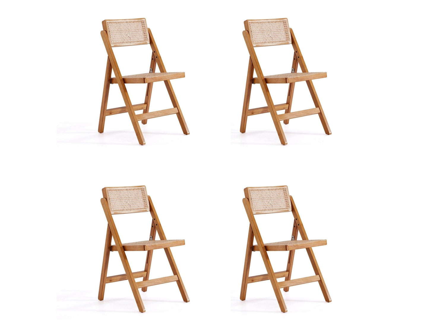 Pullman Folding Dining Chair in Nature Cane (set of 4) - Ornate Home