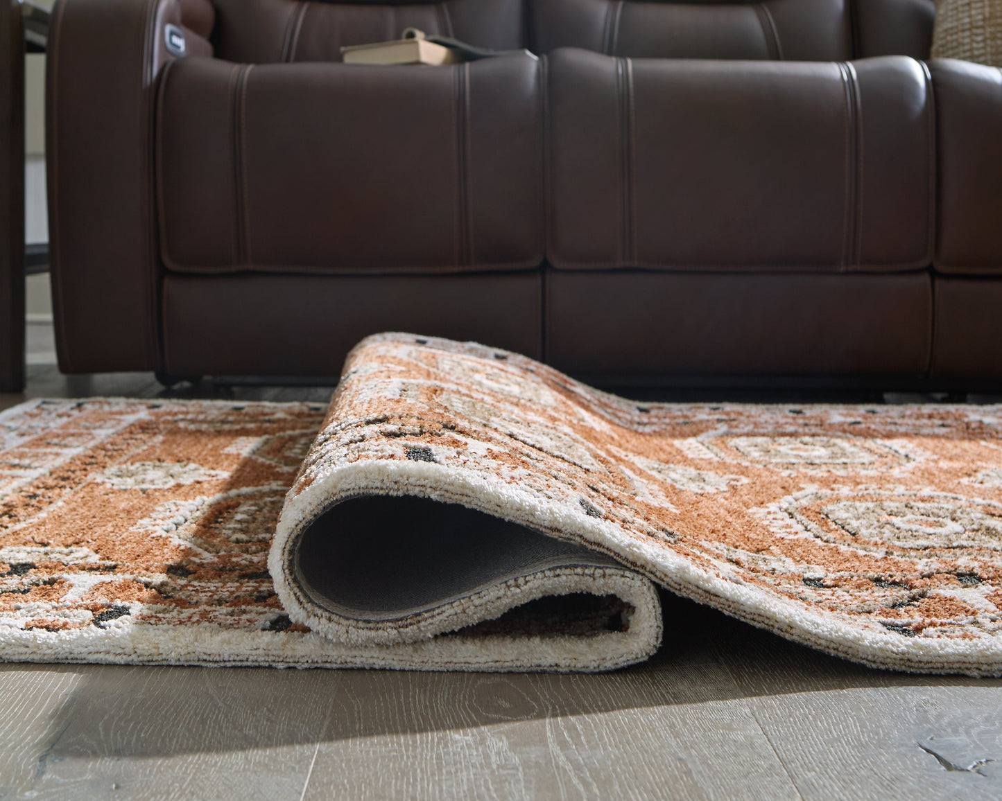 Qaabiz Sienna/Ivory/Black Large Rug- Viva Furn