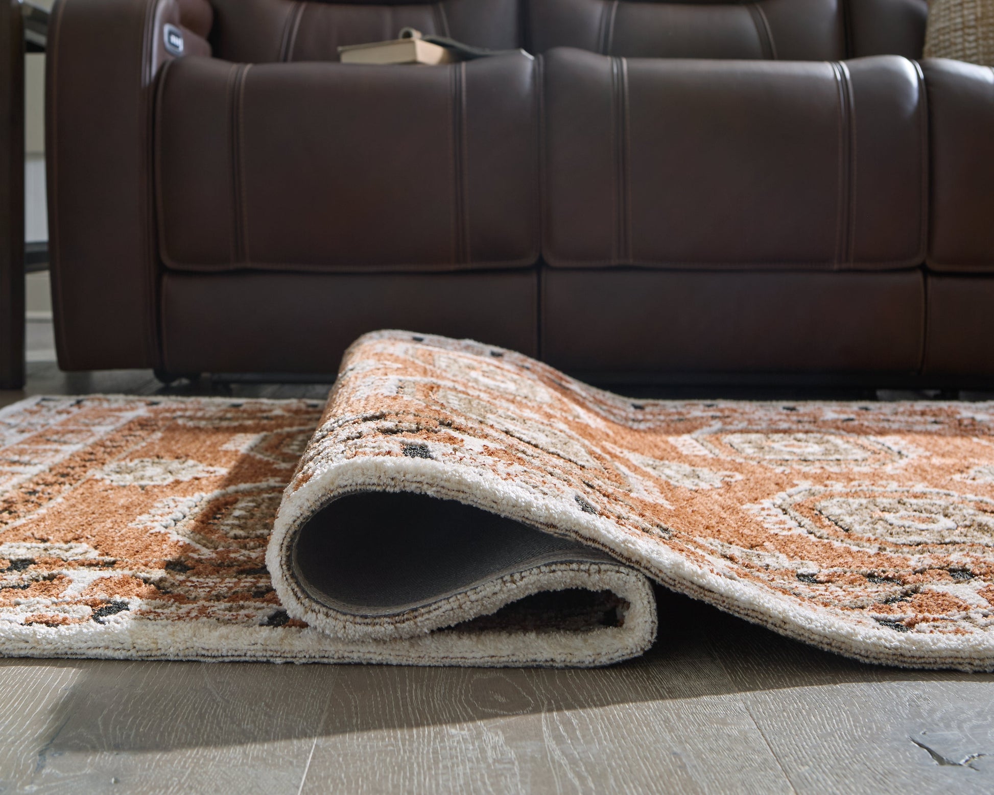 Qaabiz Sienna/Ivory/Black Large Rug- Viva Furn