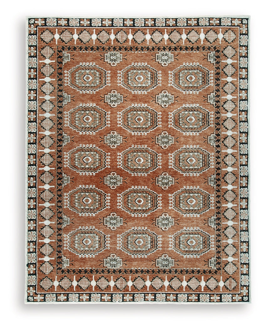 Qaabiz Sienna/Ivory/Black Large Rug- Viva Furn