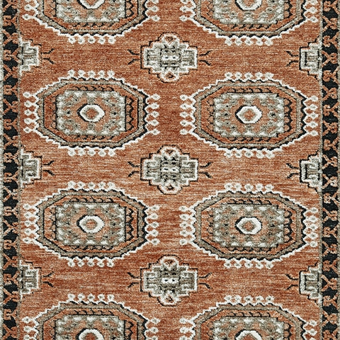 Qaabiz Sienna/Ivory/Black Medium Rug- Viva Furn