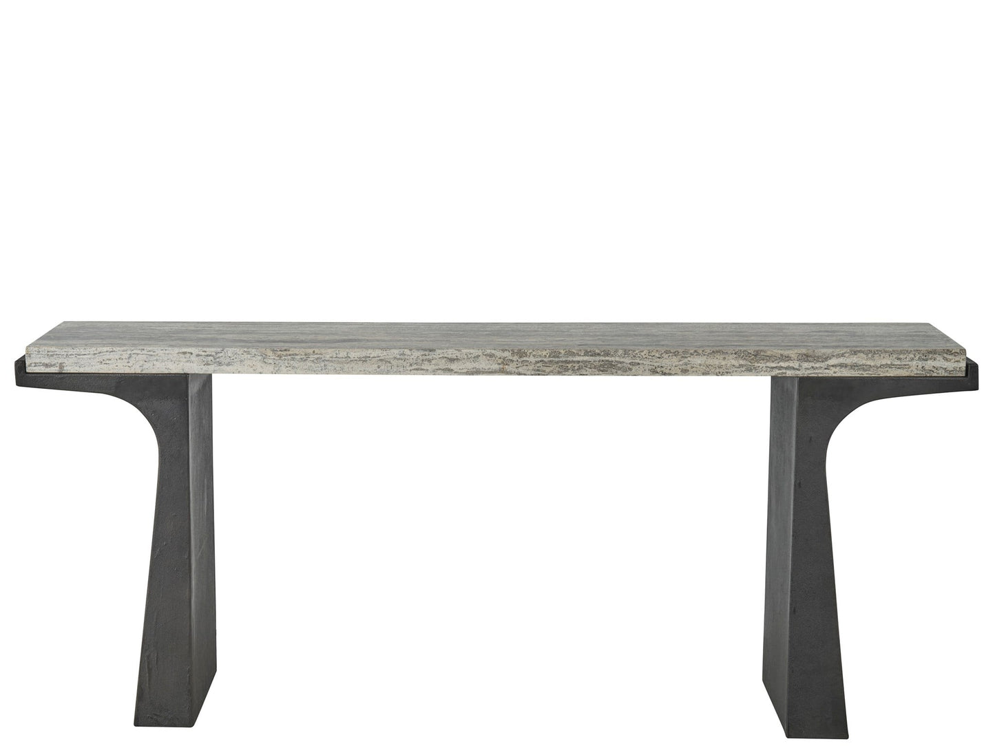Quill White Travertine/Dark Bronze Console Table - Ornate Home