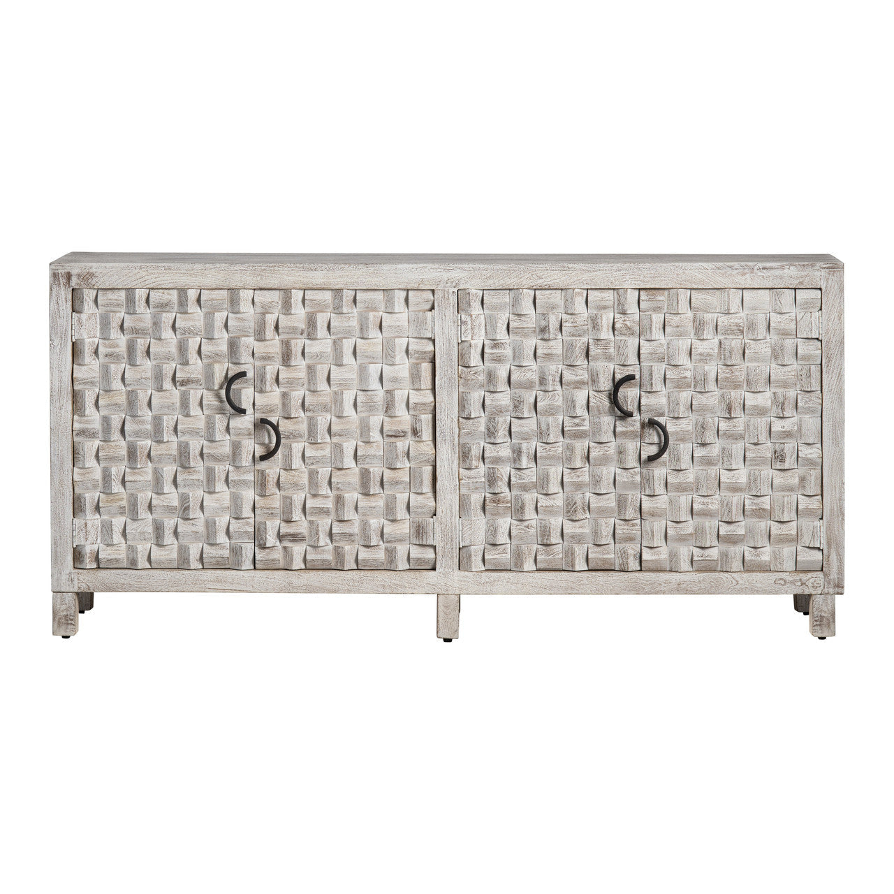 Quincy White/Brown Four-Door Sideboard - Ornate Home
