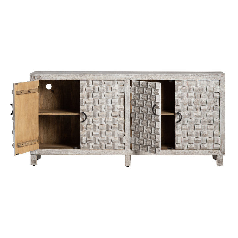 Quincy White/Brown Four-Door Sideboard - Ornate Home