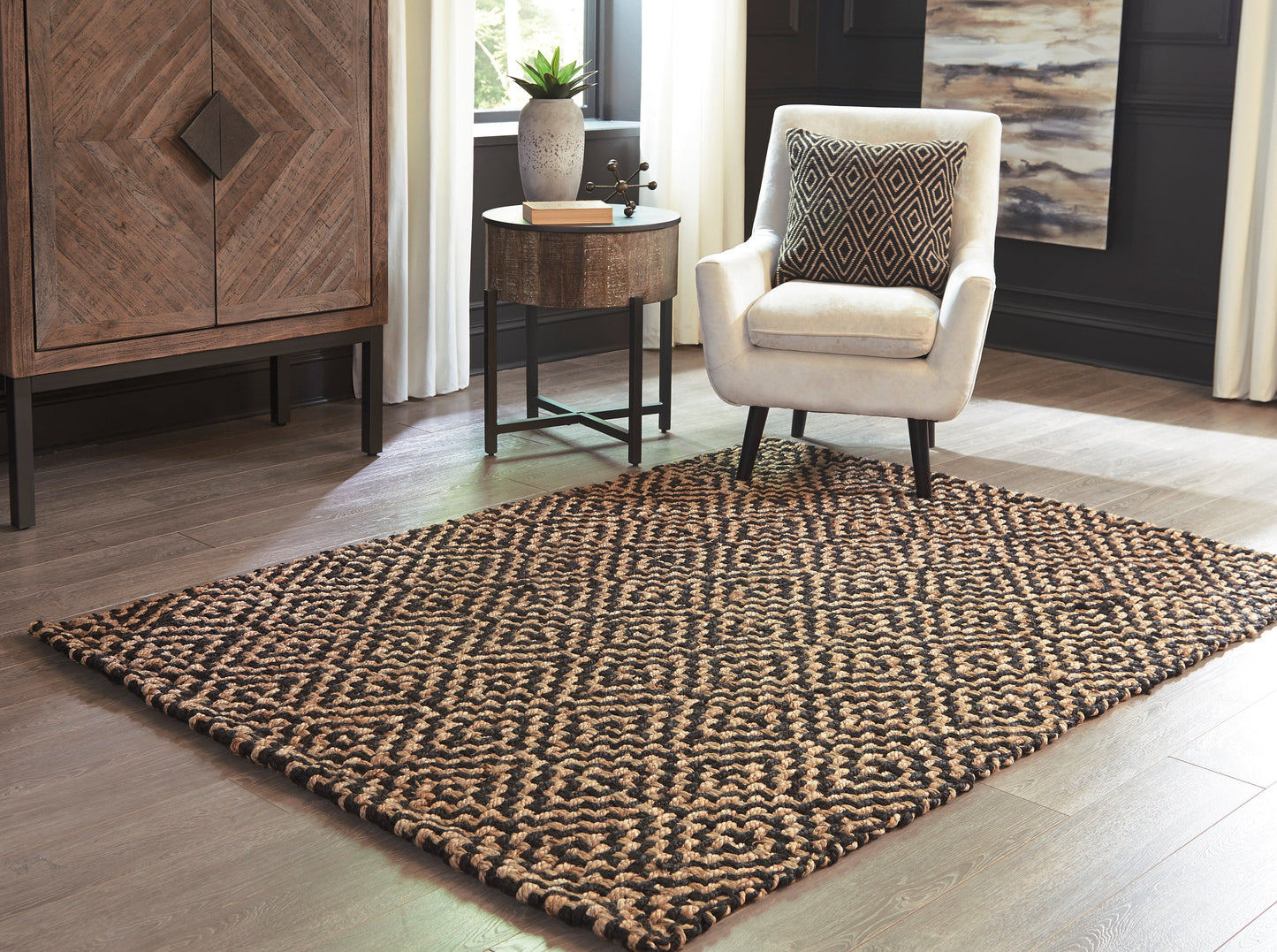 Broox Natural/Black Rug 5' x 7'