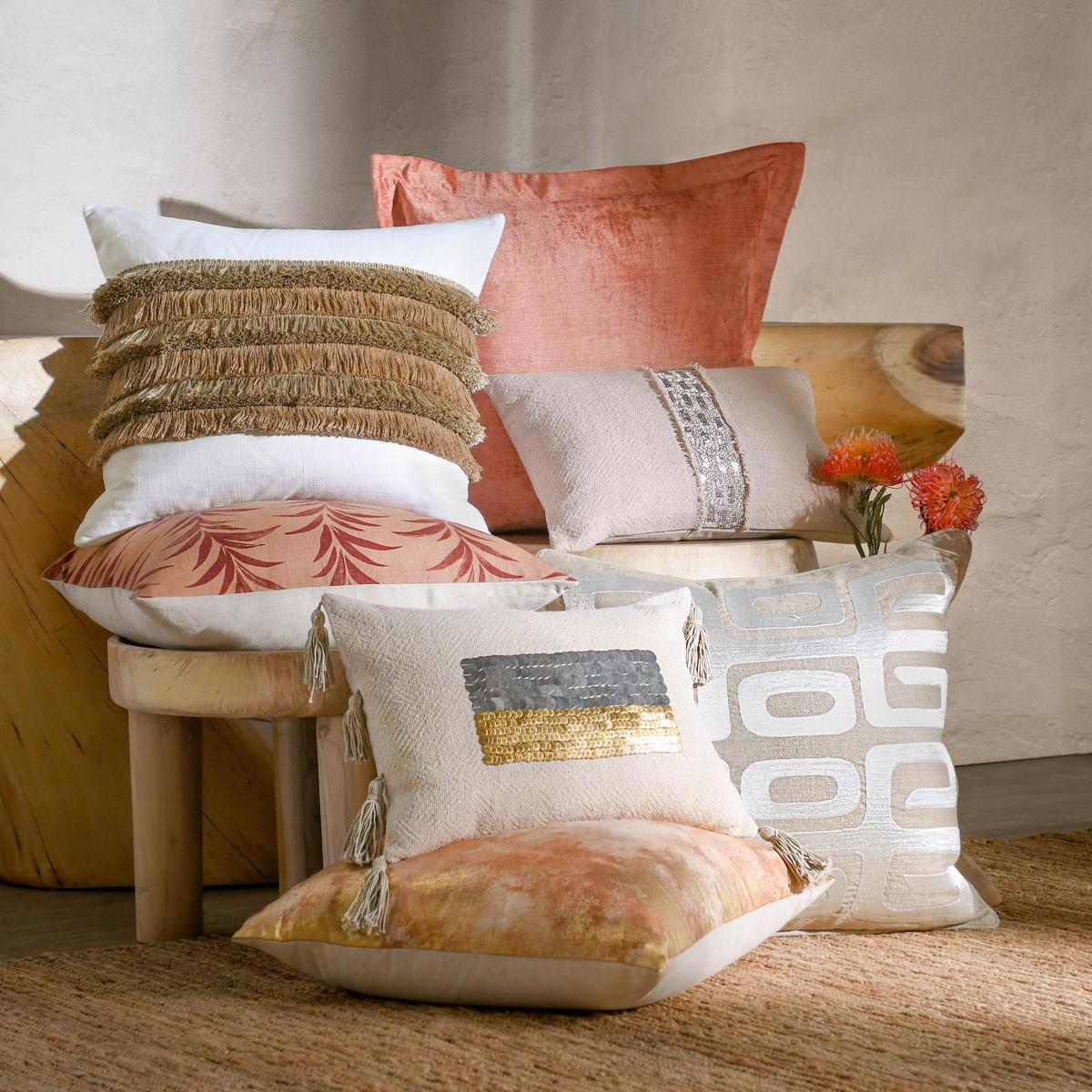 RO Lira Natural/Silver Multiple Sizes Throw Pillow - Ornate Home