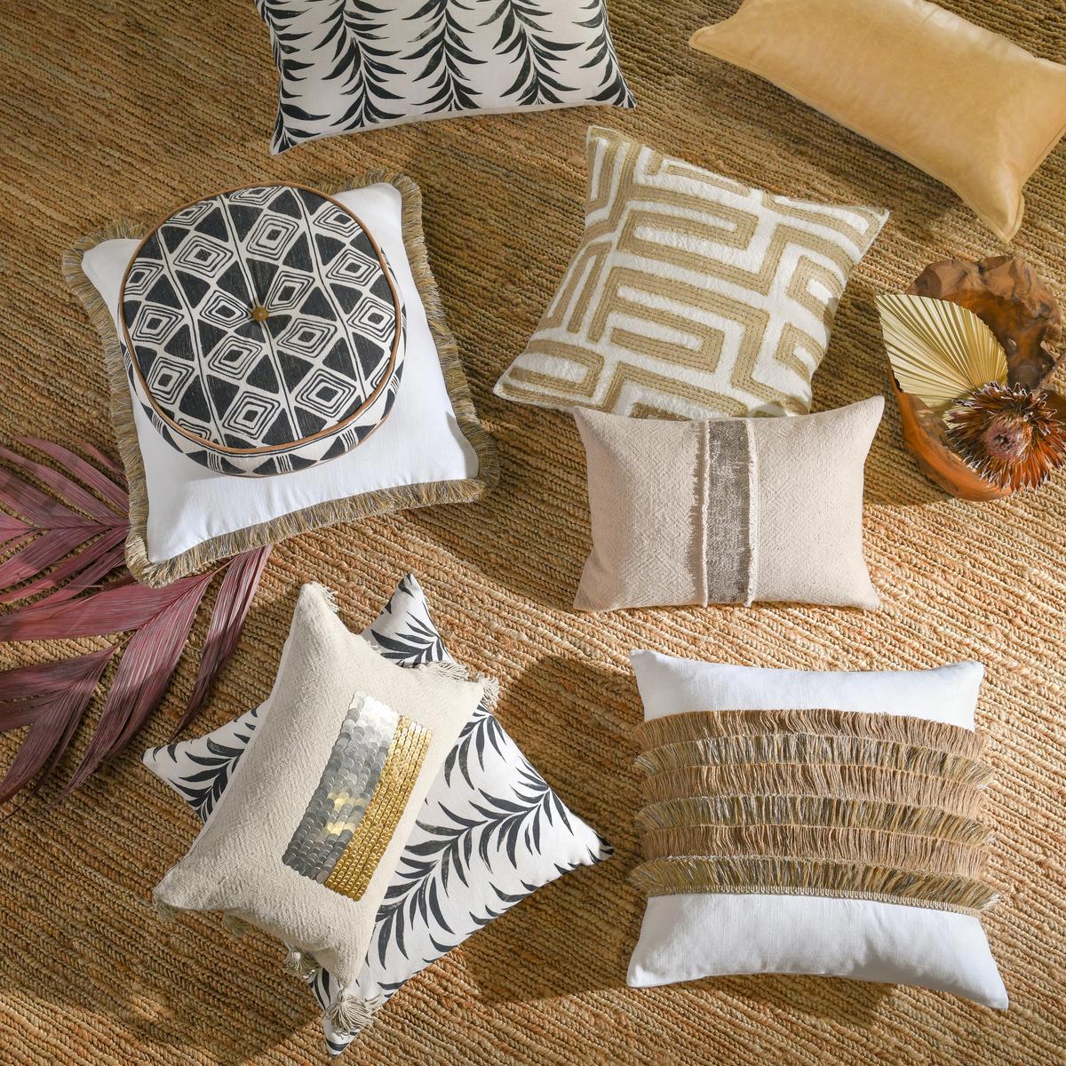 RO Lira Natural/Silver Multiple Sizes Throw Pillow - Ornate Home