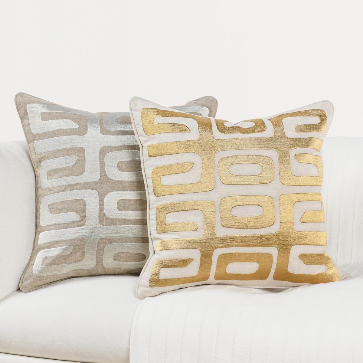 RO Zelo Natural/Gold 22x22 Throw Pillow (Set of 2) - Ornate Home