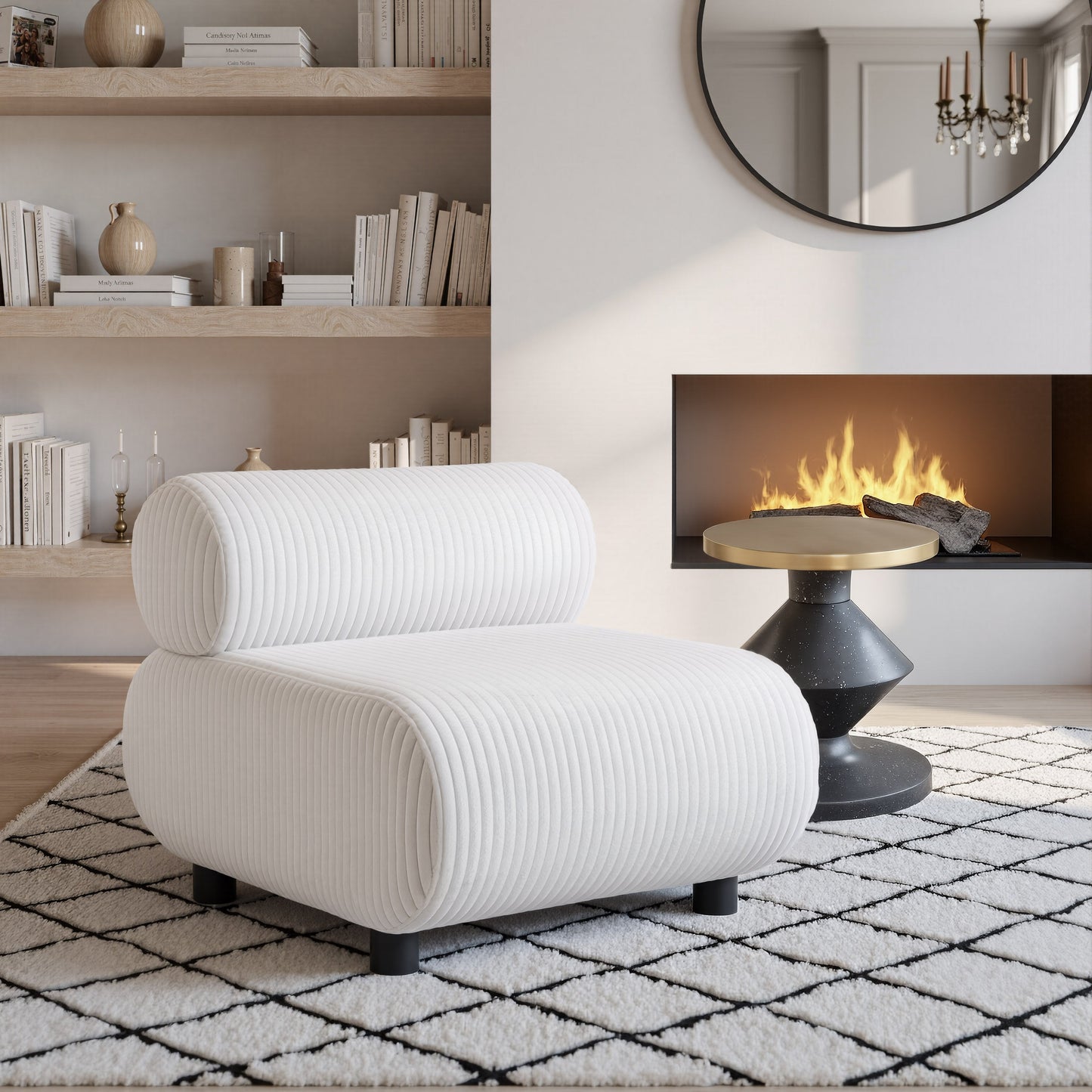 Rahat White Accent Chair - Ornate Home