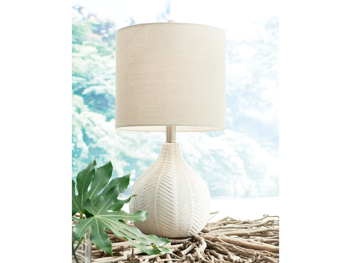 Rainermen Off White Table Lamp (Set of 2)- Viva Furn