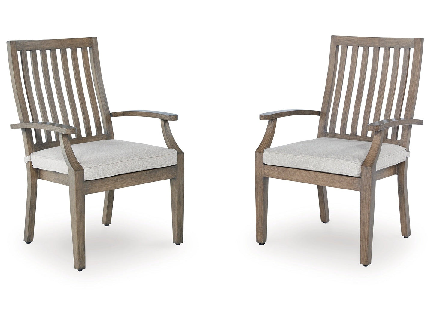 Rainier Ranch Brown/Beige Outdoor Arm Chair with Cushion (Set of 2)- Viva Furn