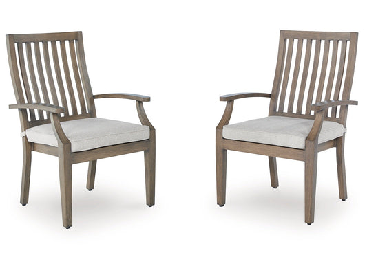 Rainier Ranch Brown/Beige Outdoor Arm Chair with Cushion (Set of 2)- Viva Furn