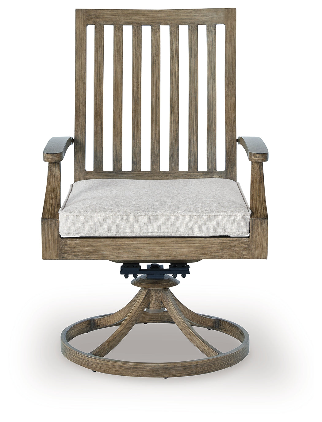 Rainier Ranch Brown/Beige Outdoor Swivel Chair with Cushion (Set of 2)- Viva Furn