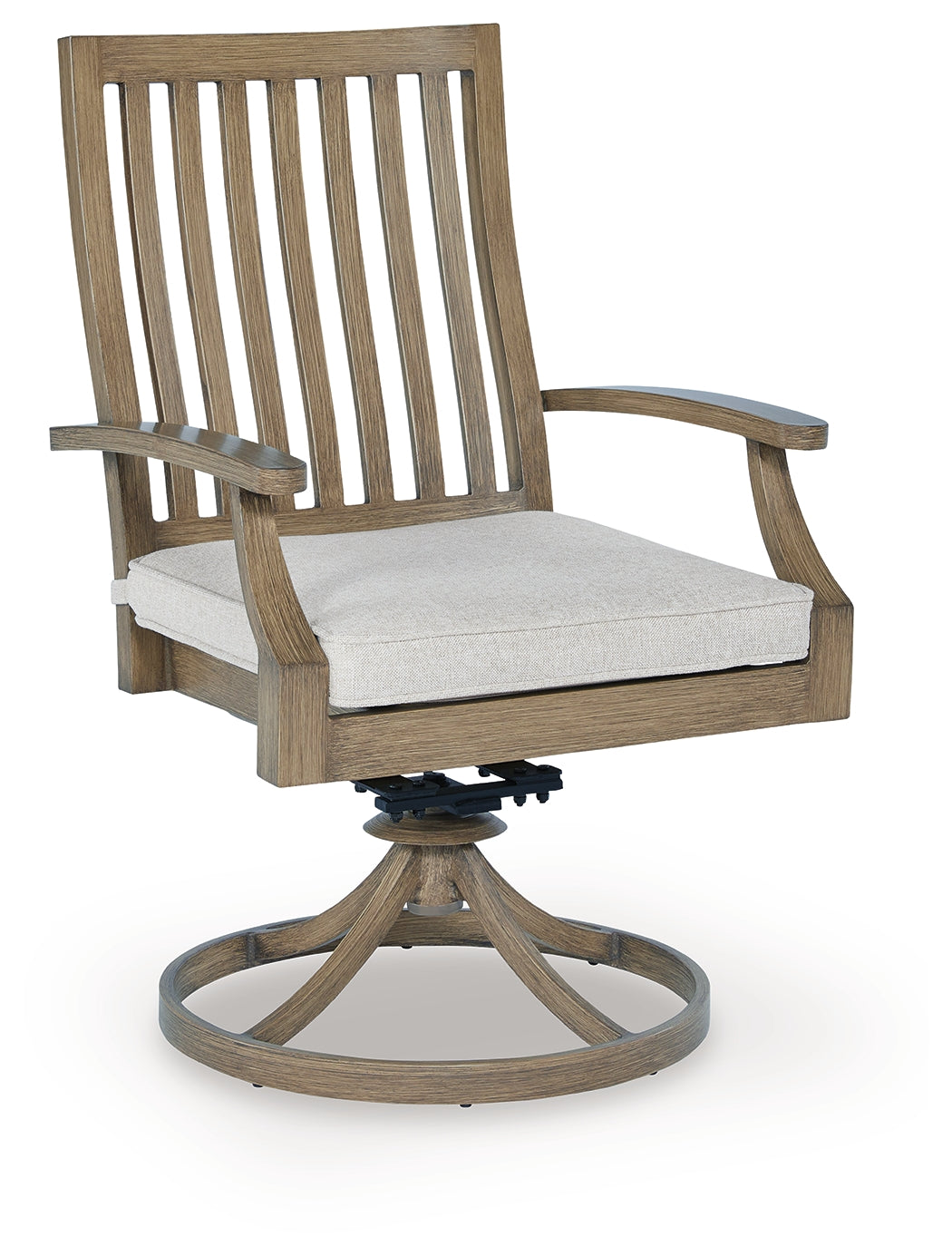 Rainier Ranch Brown/Beige Outdoor Swivel Chair with Cushion (Set of 2)- Viva Furn
