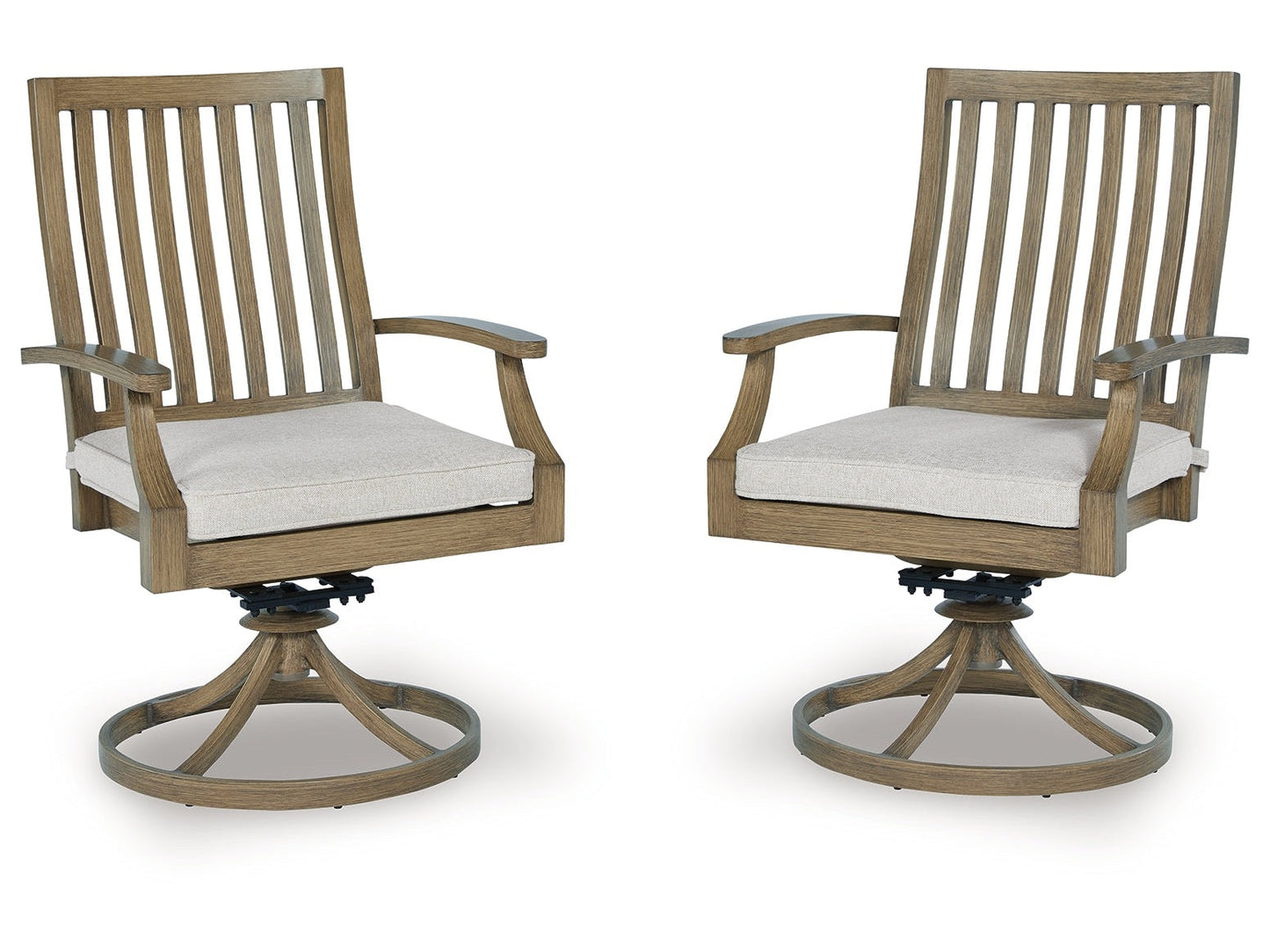 Rainier Ranch Brown/Beige Outdoor Swivel Chair with Cushion (Set of 2)- Viva Furn