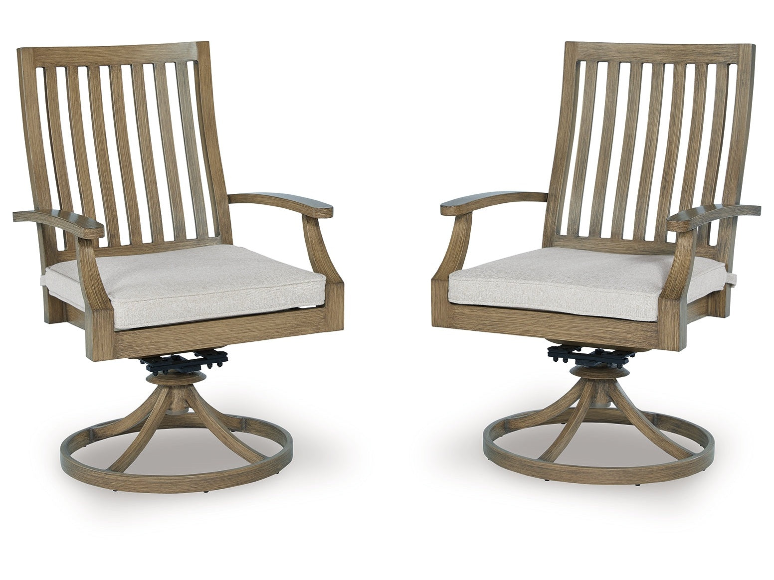 Rainier Ranch Brown/Beige Outdoor Swivel Chair with Cushion (Set of 2)- Viva Furn