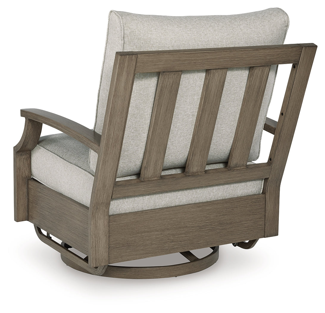 Rainier Ranch Brown/Beige Outdoor Swivel Glider Chair with Cushion- Viva Furn