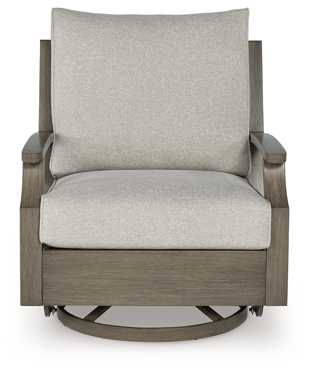 Rainier Ranch Brown/Beige Outdoor Swivel Glider Chair with Cushion- Viva Furn