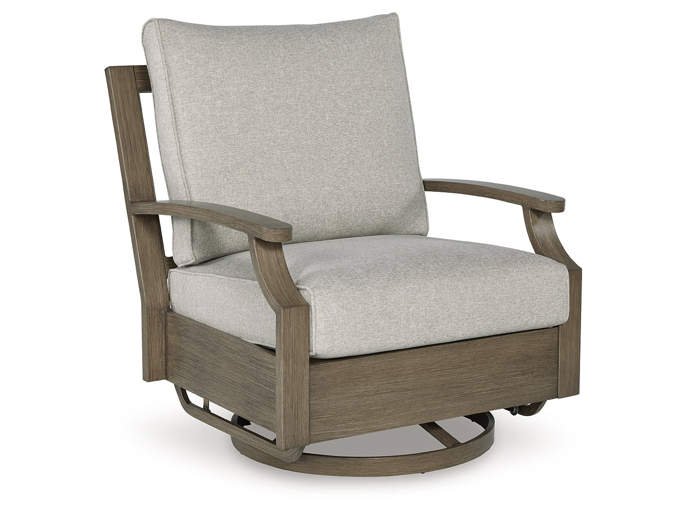 Rainier Ranch Brown/Beige Outdoor Swivel Glider Chair with Cushion- Viva Furn