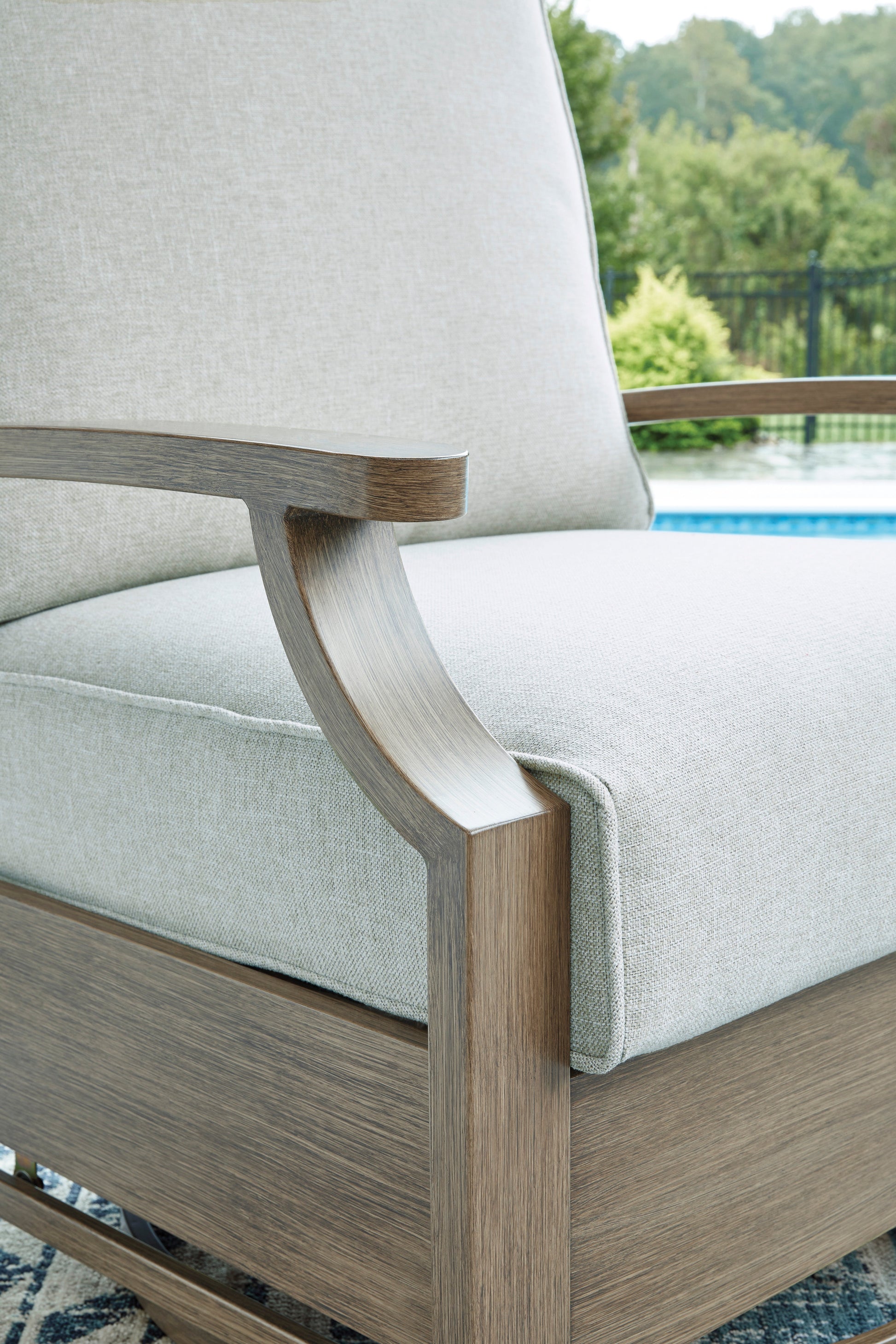 Rainier Ranch Brown/Beige Outdoor Swivel Glider Chair with Cushion- Viva Furn