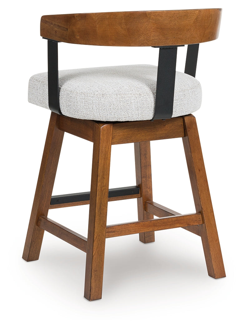 Ralene Medium Brown Upholstered Swivel Barstool (Set of 2)- Viva Furn