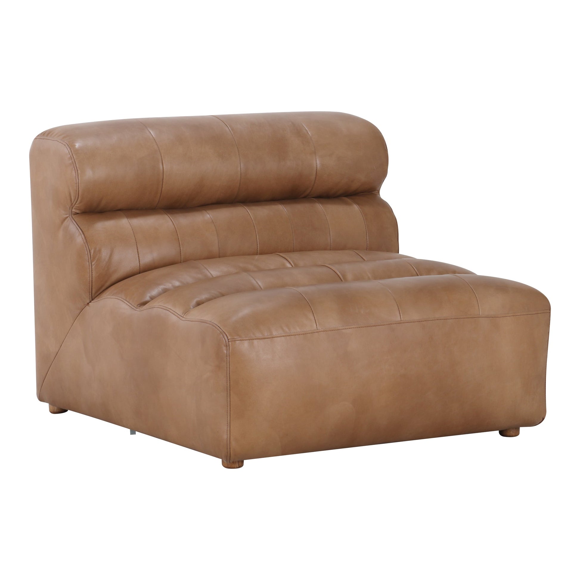 Ramsay Brown Leather Slipper Chair - Ornate Home