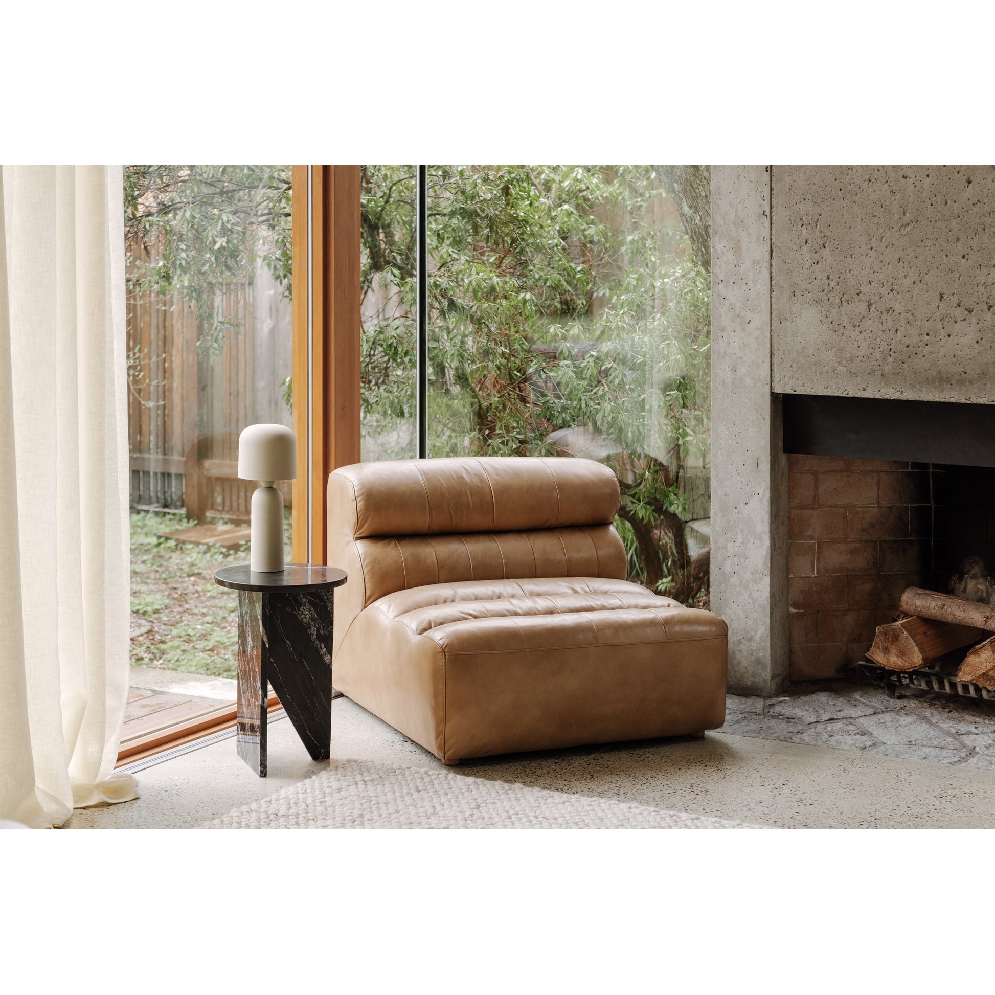 Ramsay Brown Leather Slipper Chair - Ornate Home