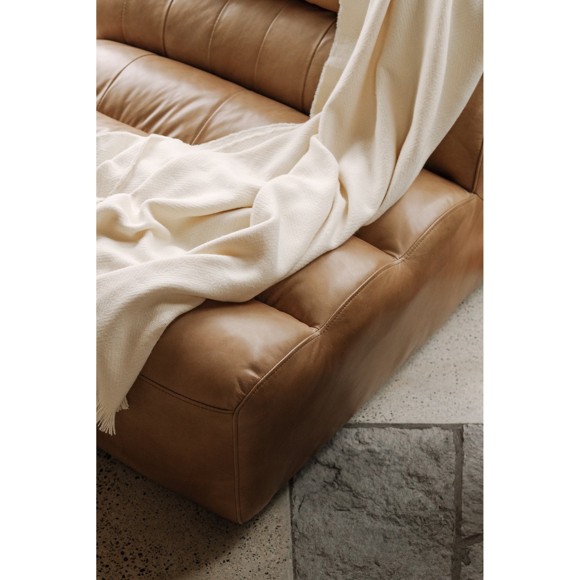 Ramsay Brown Leather Slipper Chair - Ornate Home
