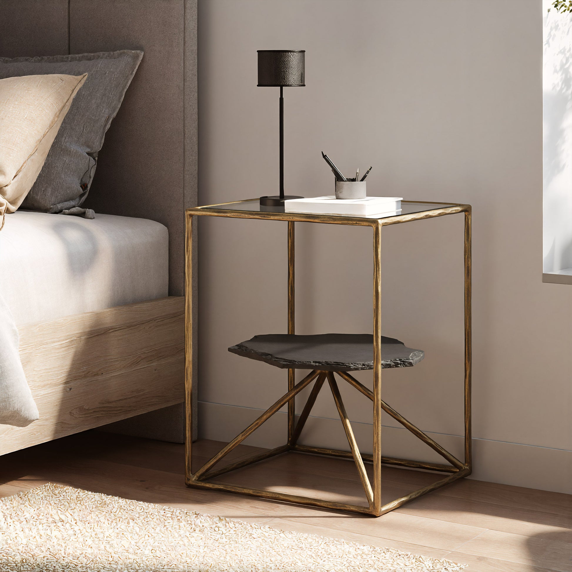 Ranol Brass Side Table - Ornate Home